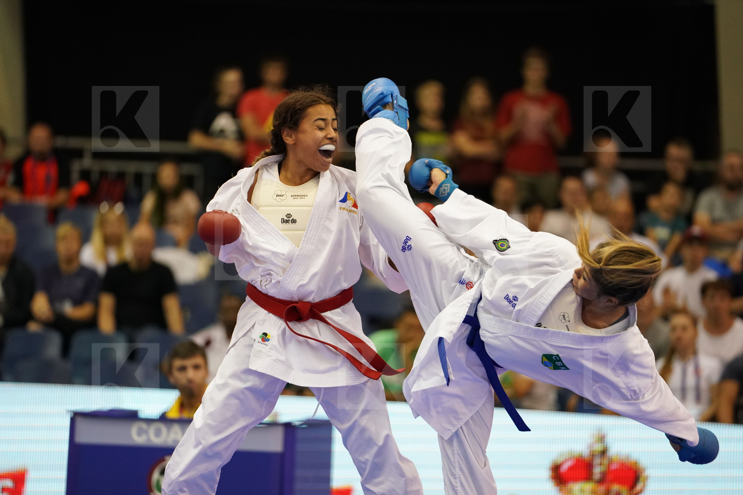 Brazil Female Kumite -55kg France Kumizaki Valeria Thouy Emilie